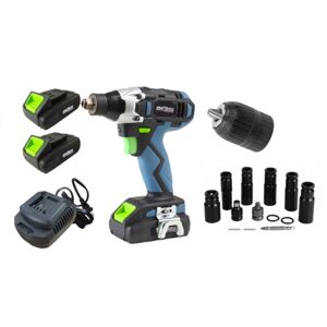 Kraft&Dele Rázový uťahovák / skrutkovač 21V 750Nm sada 2x3000mAh + nadstavce KD3407