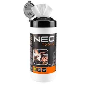NEO TOOLS Utierky na umývanie rúk a čistenie povrchov a nástrojov od odolných nečistôt, dóza 100 ks. 10-407