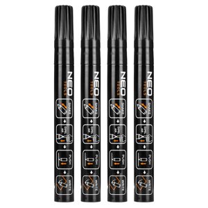 NEO TOOLS Stavebná fixka, čierny, permanentný, vodeodolný, lak, hliník, 4 ks 13-850
