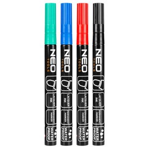NEO TOOLS Stavebný popisovač, 4 farby, permanentný, vodeodolný, lak, hliník, 4 ks 13-853