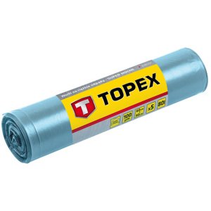 TOPEX Ťažké vrecia na odpad 80 l, modré 5 ks., Super silné, 100 mic 23B257