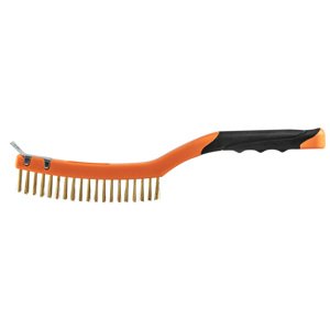 NEO TOOLS Drôtená kefa, mosadzný drôt, 3x19 jednotlivých radov, so škrabkou 39-032