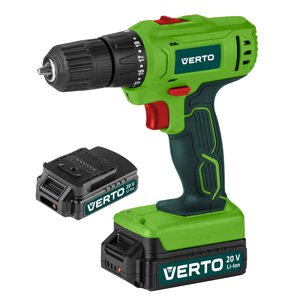 VERTO Akumulátorový vŕtací skrutkovač 2 x 20V, Li-Ion/1.5Ah, kufrík 50G291