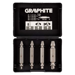 GRAPHITE Obojstranné vyťahovače skrutiek na zlomené skrutky alebo poškodené zásuvky, sada 4 ks. 54T429
