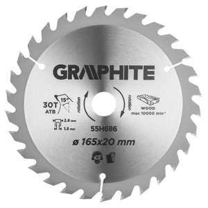 GRAPHITE Kotúčová píla v tvare V, 165 x 1,5 x 2,6 x 20 mm, 30 zubov 55H686