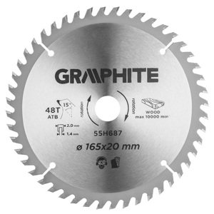 GRAPHITE Kotúčová píla v tvare V, 165 x 1.4 x 2,0 x 20 mm, 48 zubov 55H687