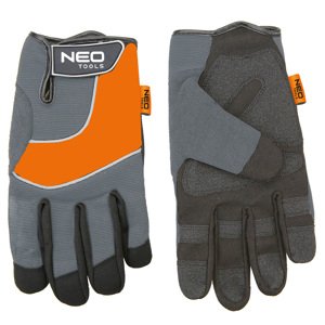 NEO TOOLS Rukavice dielenské, syntetická koža, vložky PVC, 10" 97-605