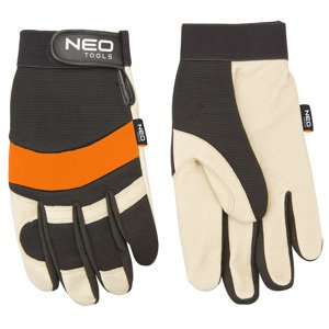 NEO TOOLS Pracovné rukavice, koža bravčová lícová, neoprén, 10" 97-606