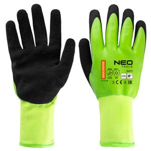 NEO TOOLS Zateplené pracovné rukavice, polyester potiahnutý latexom (2 vrstvy), 3241X, veľkosť 8 97-614-8