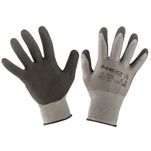 NEO TOOLS Pracovné rukavice, polyester s latexovým povlakom (pena), 3141X, veľkosť 11, hlavný materiál: nylon, povrchová úprava: Penový latex 97-617-…