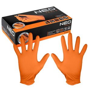 NEO TOOLS Perforované nitrilové rukavice, oranžové, 50 kusov, veľkosť M 97-690-M