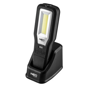 NEO TOOLS Dielenská lampa 550 lm COB LED + základňa + nabíjačka 99-071
