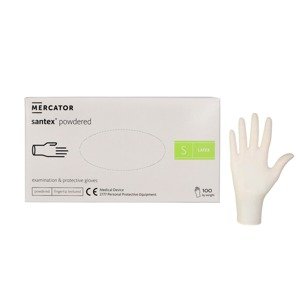 MERCATOR Santex powdered gloves, latex, cream, size S, 100pcs/package