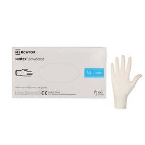MERCATOR Santex powdered gloves, latex, cream, size M, 100pcs/package
