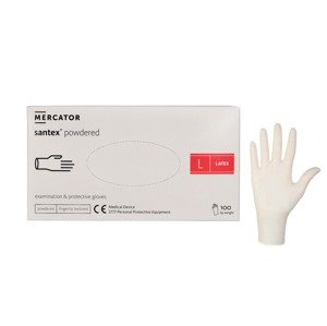 MERCATOR Santex powdered gloves, latex, cream, size L, 100pcs/package