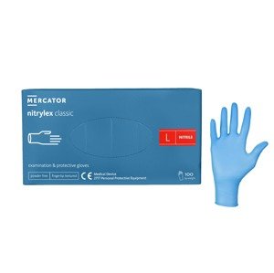 MERCATOR Nitrylex CLASSIC Blue protective gloves, size L, 100pcs/package