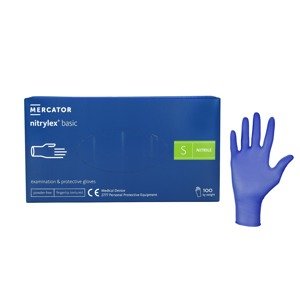 MERCATOR Nitrylex BASIC dark blue protective gloves, size S, 100pcs/package
