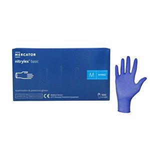 MERCATOR Nitrylex BASIC dark blue protective gloves, size M, 100pcs/package