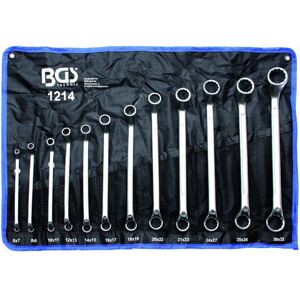 Cranked double ring spanner set, 12 pcs. 6x7- 27x30