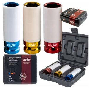 Set of 1/2" impact sockets for aluminum wheels, sizes 17/19/21 mm.